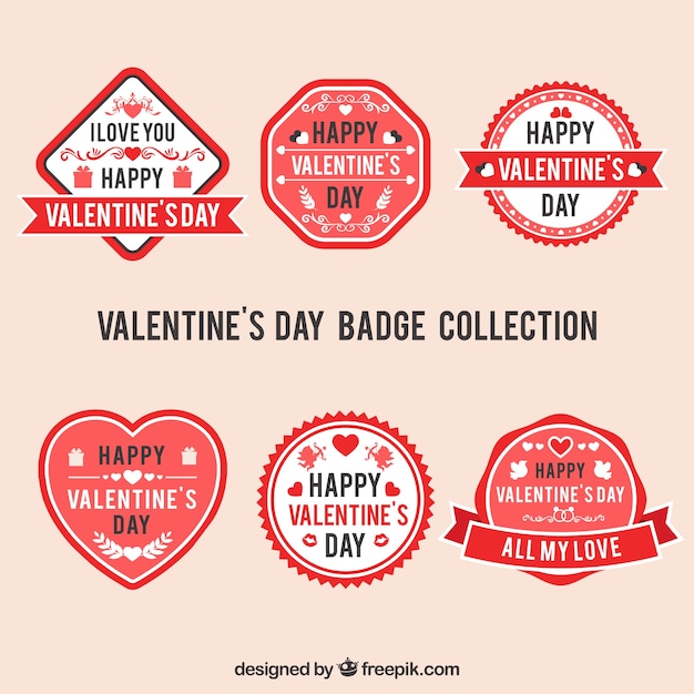 Collezione di badge di san valentino