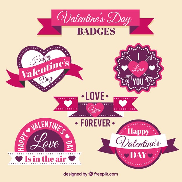 Collezione di badge di san valentino