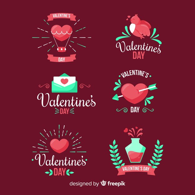 Collezione di badge di san valentino