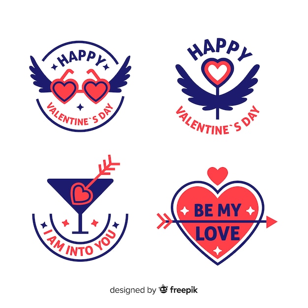 Free vector valentine's day badge collection