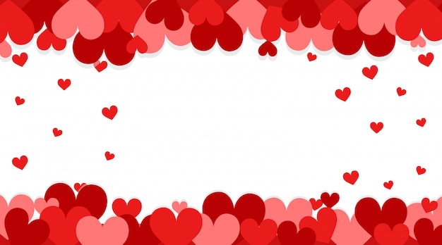 Vettore gratuito banner di san valentino con cuori rossi
