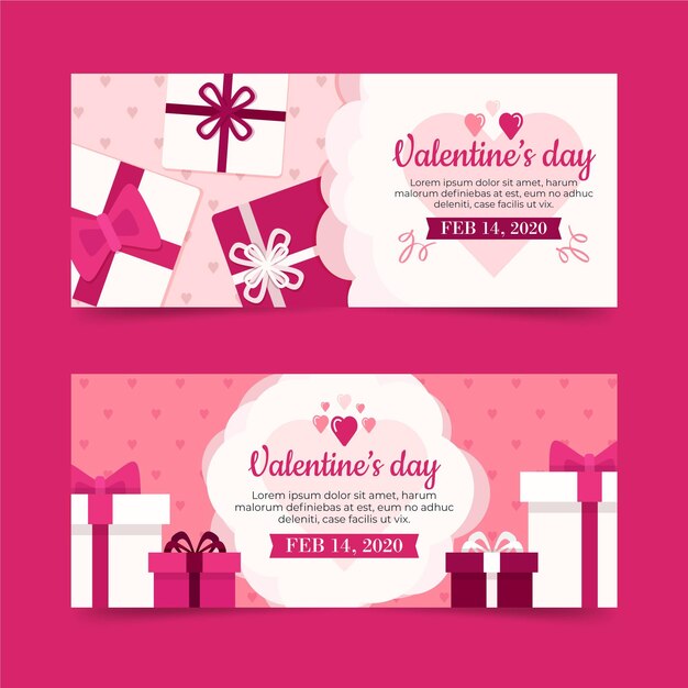 San valentino banner design piatto