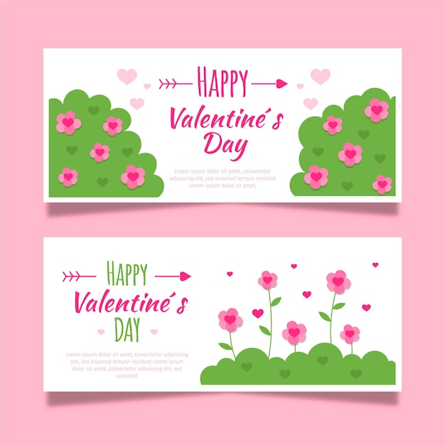 Banner di san valentino in design piatto