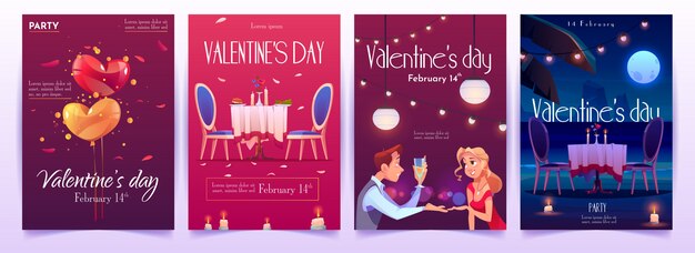 Valentine's day banners set. Invitation for dating