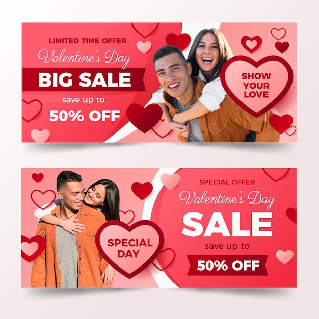 Valentine's day banners with photo