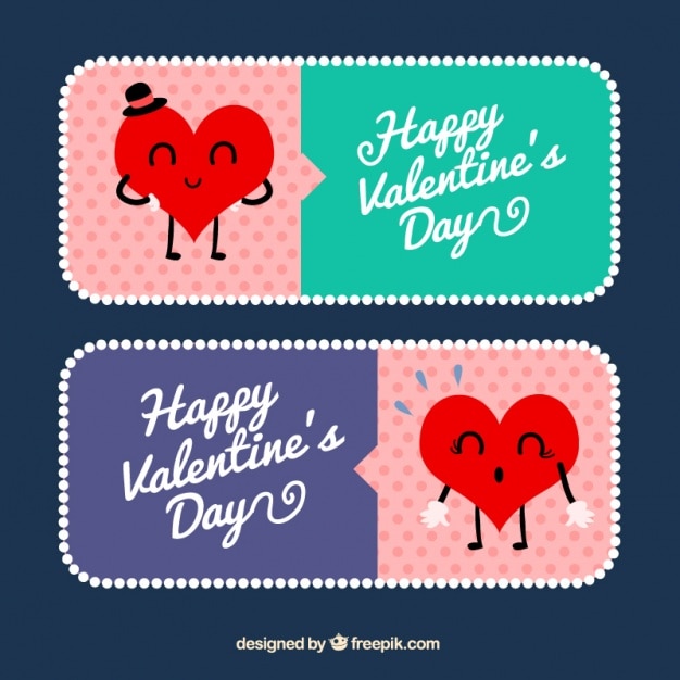 Valentine's day banners with smiling heart