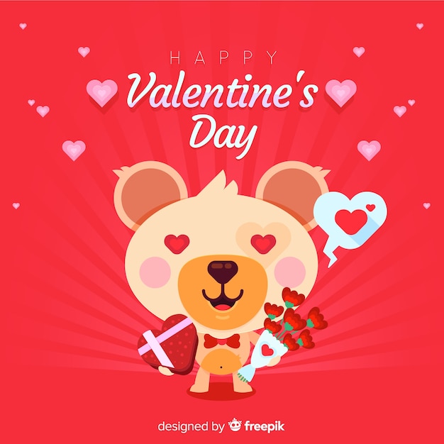 Free vector valentine's day bear in love background