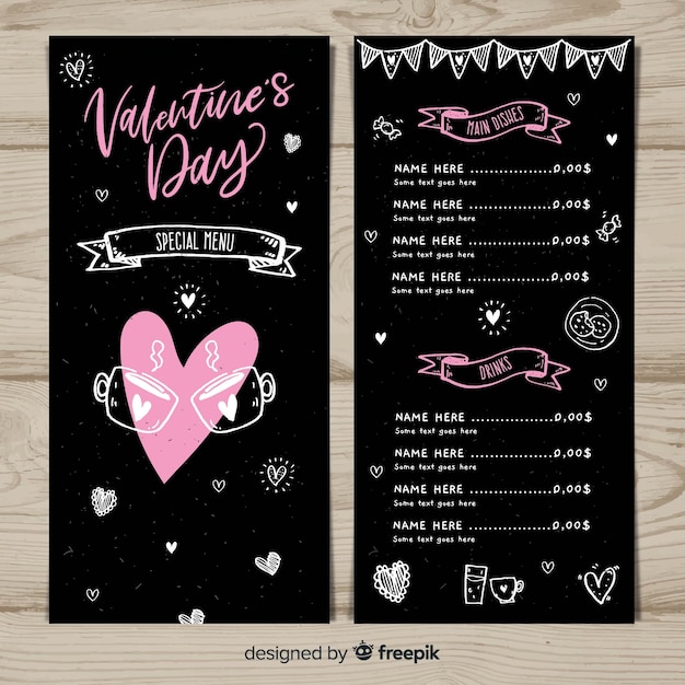 Valentine's day blackboard menu template