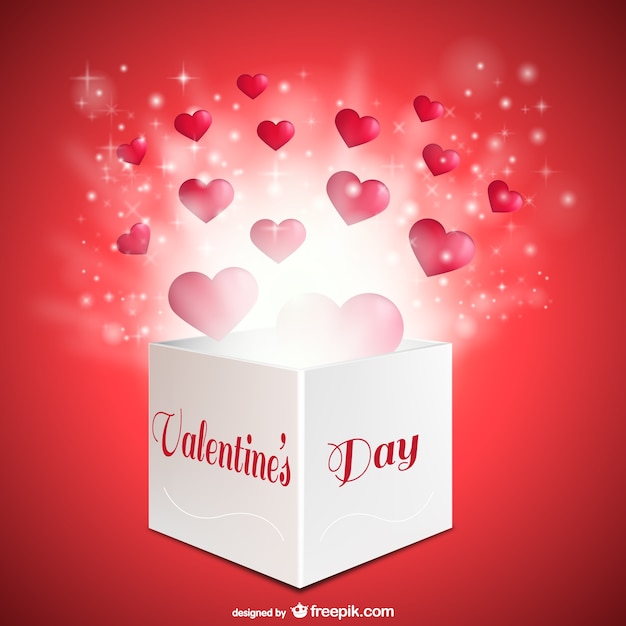 Free vector valentine's day box with hearts