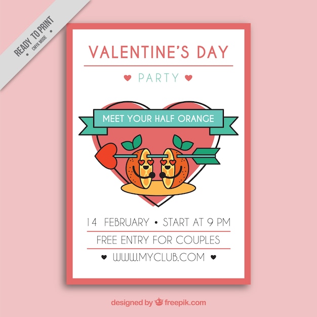 Free vector valentine's day brochure with oranges in love