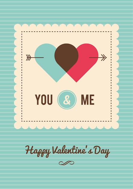 Free vector valentine's day card with connected hearts