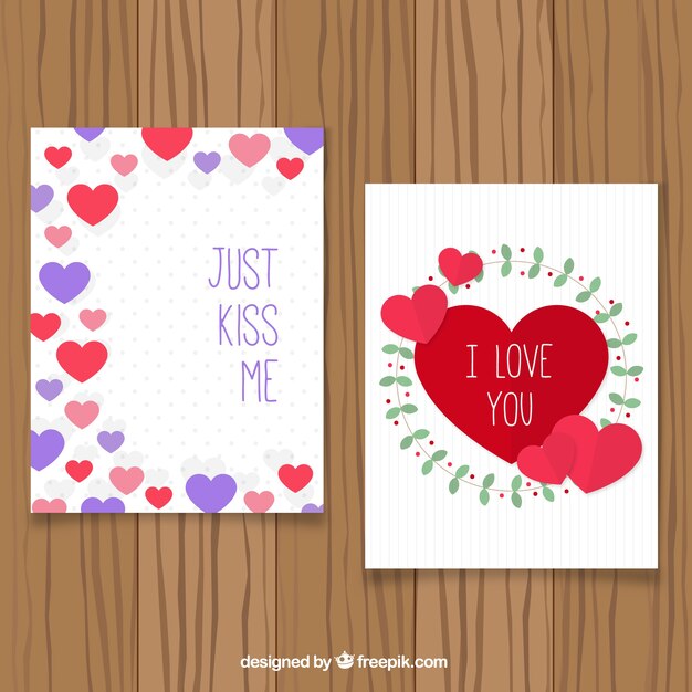 Valentine's day card with hearts in different colors