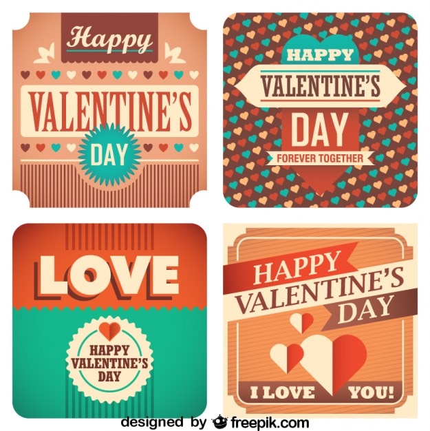 Valentine's day cards retro collection