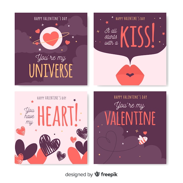 Valentine's day cards set