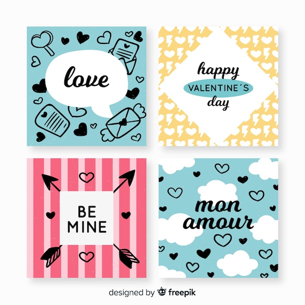 Valentine's day cards set