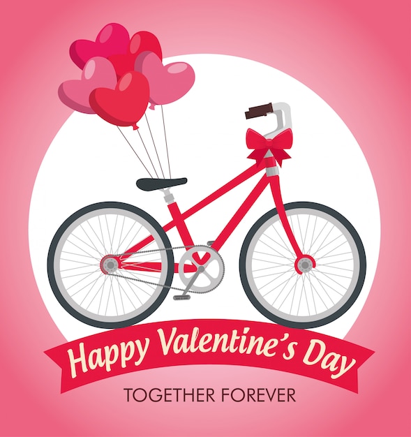 자전거 교통 발렌타인 데이 축하
