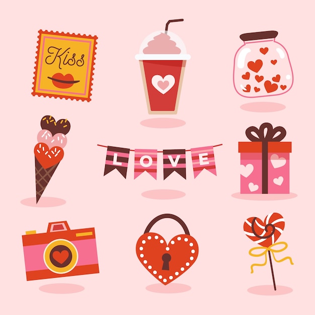 Free vector valentine's day collection with sweets and gifts