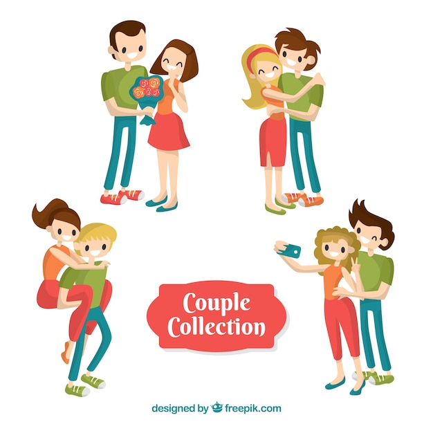 Free vector valentine's day couple collection