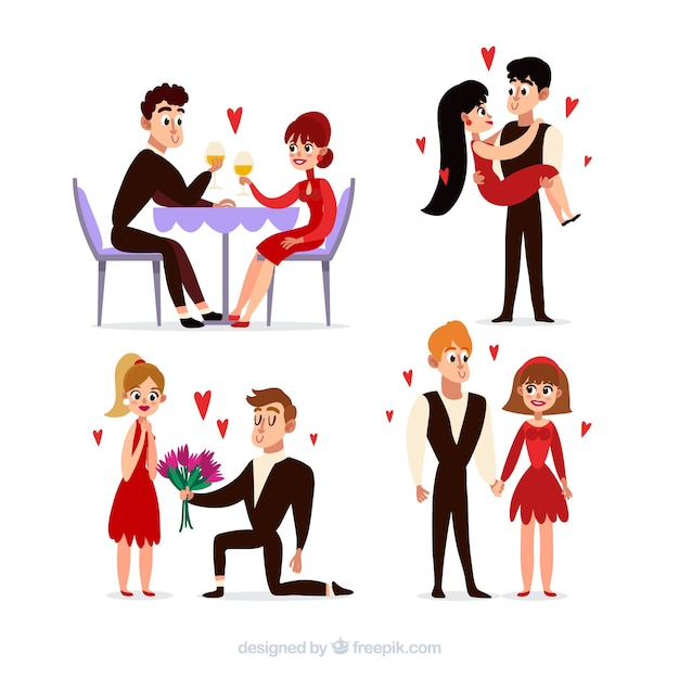 Free vector valentine's day couple collection