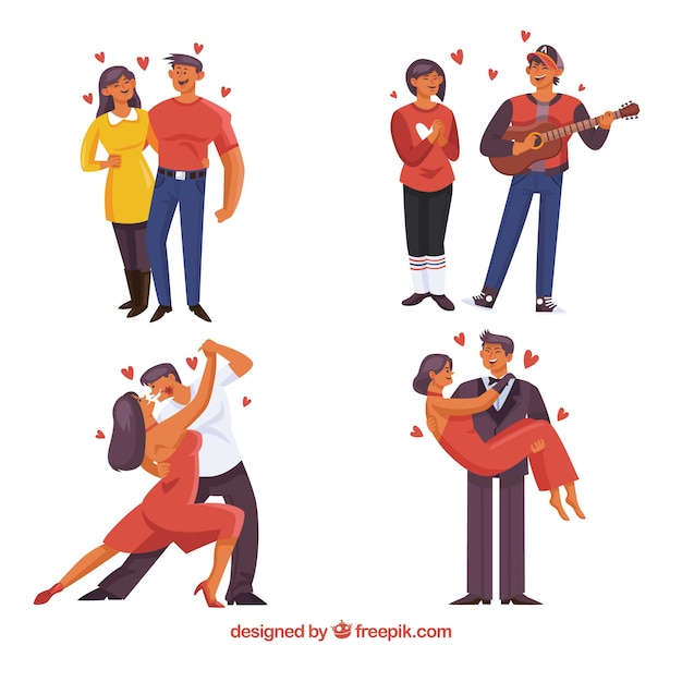 Free vector valentine's day couple collection