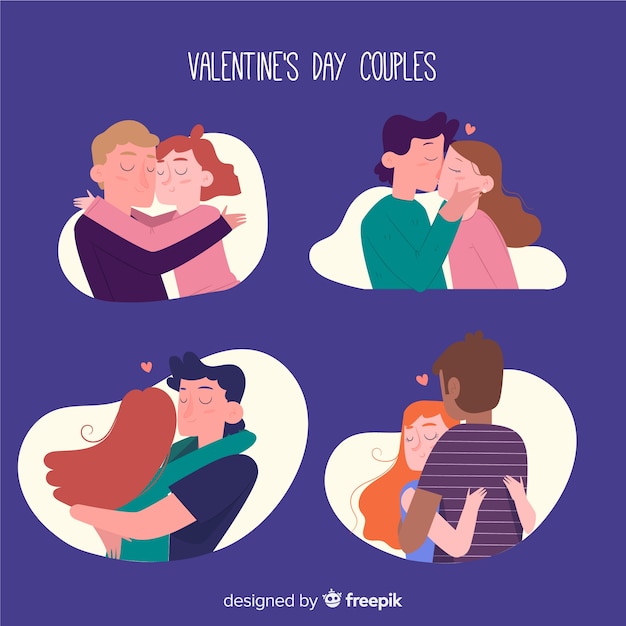 Free vector valentine's day couple collection