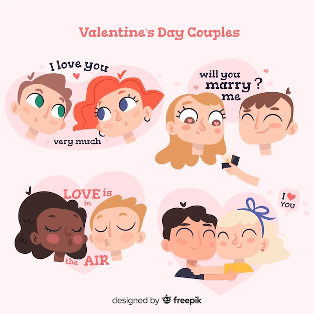 Free vector valentine's day couple collection