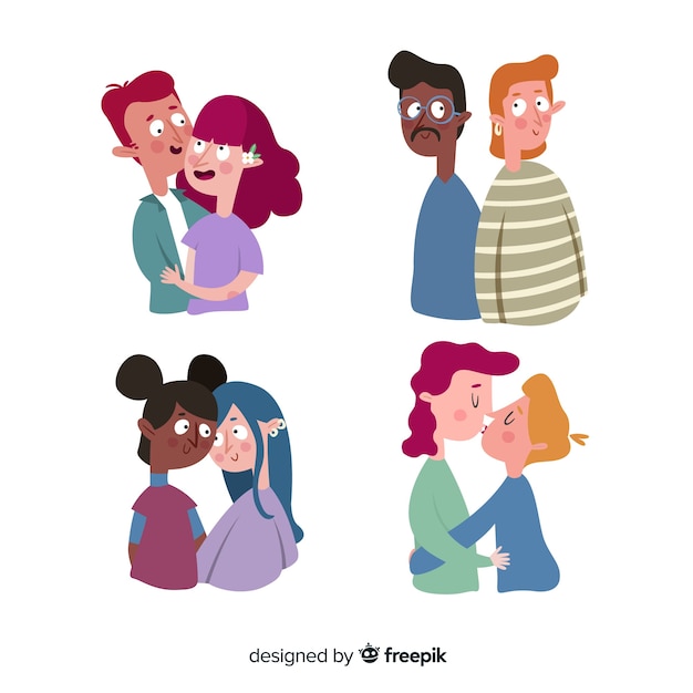 Free vector valentine's day couple collection