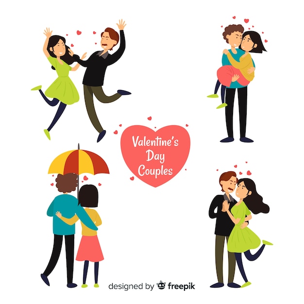 Free vector valentine's day couple collection