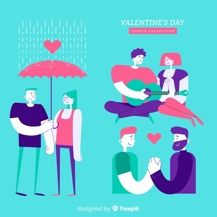Free Vector valentine's day couple collection
