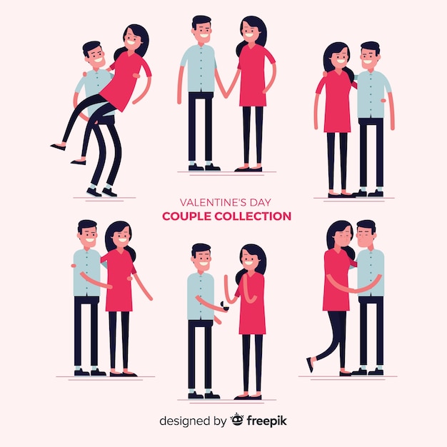 Free vector valentine's day couple collection