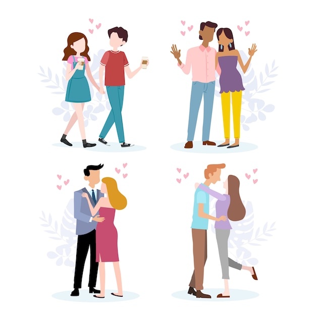 Free vector valentine's day couple collection