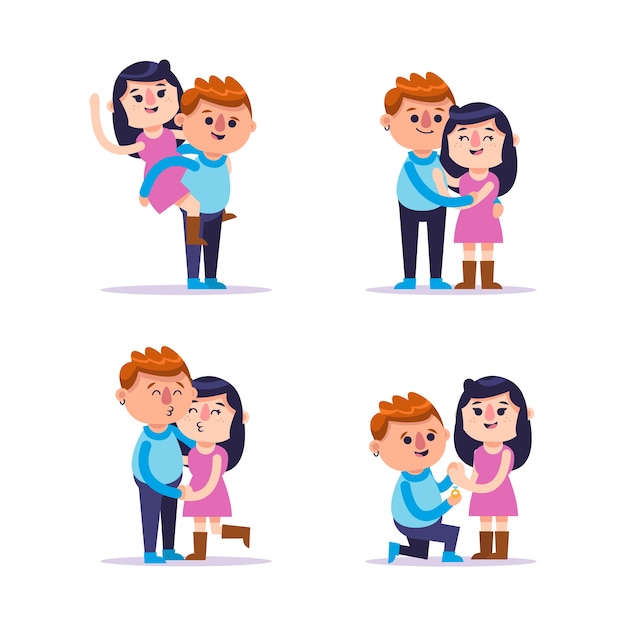 Free vector valentine's day couple collection