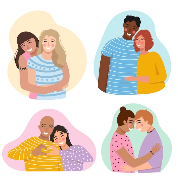 Free vector valentine's day couple collection