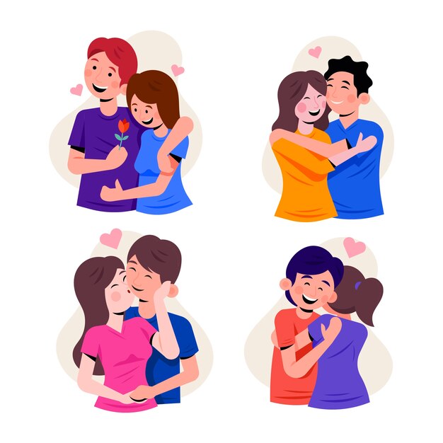 Free vector valentine's day couple collection