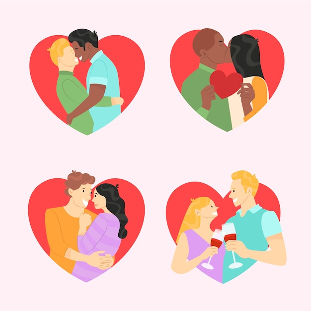 Free vector valentine's day couple collection