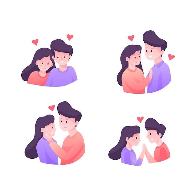 Free vector valentine's day couple collection