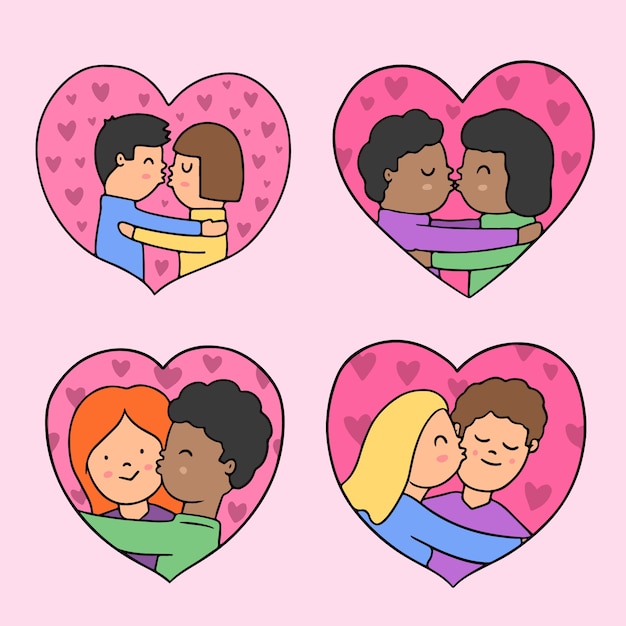 Free vector valentine's day couple collection