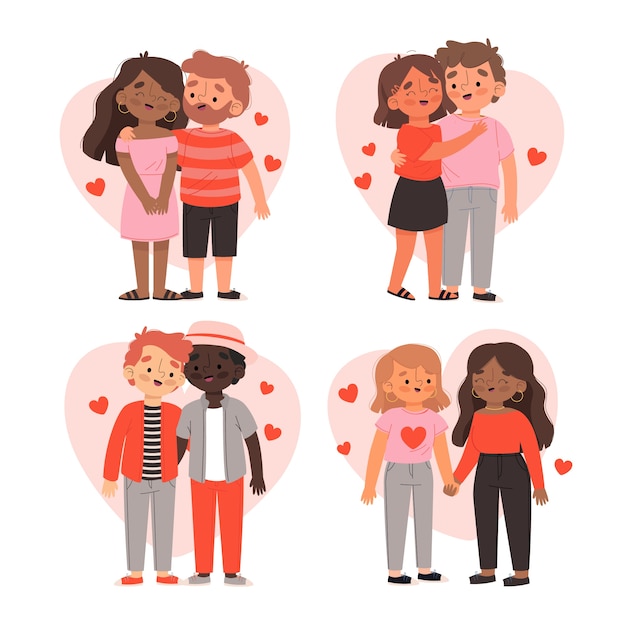 Free vector valentine's day couple collection