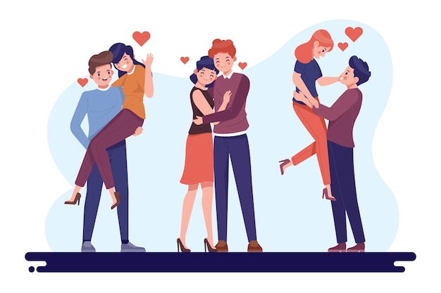 Free vector valentine's day couple collection