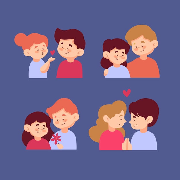 Free vector valentine's day couple collection