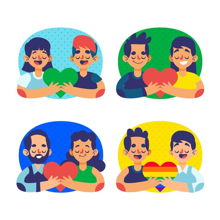 Free Vector valentine's day couple collection