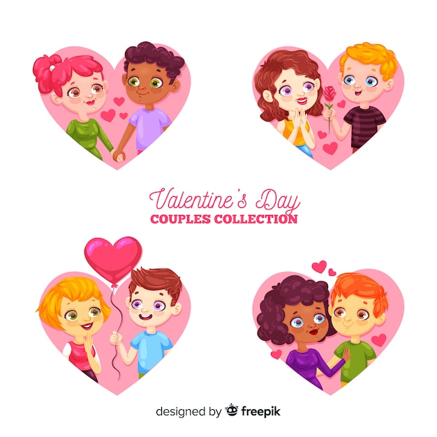 Free vector valentine's day couple collection