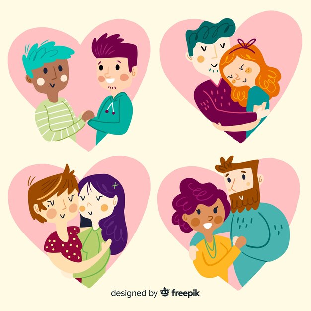 Valentine's day couple hug collection