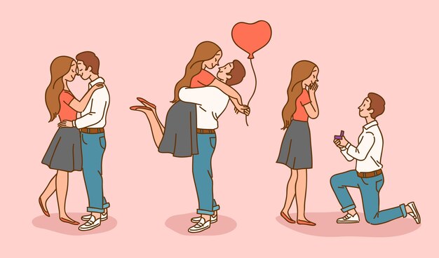 Valentine's day couple illustrations collection