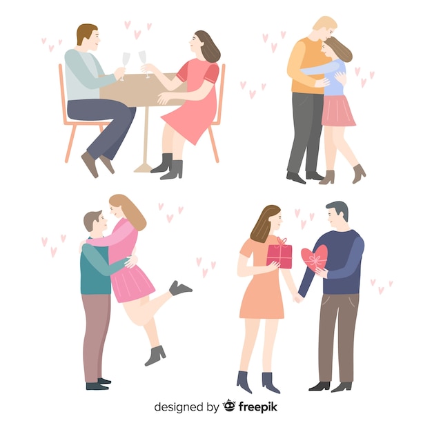 Free vector valentine's day couple pack