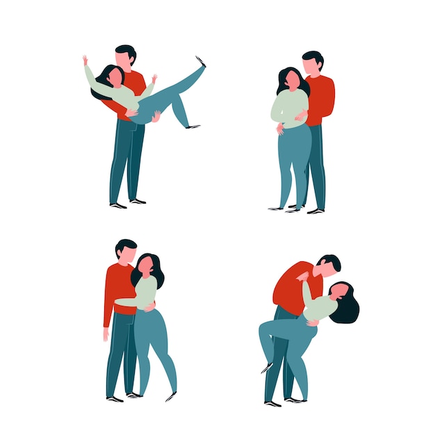 Free vector valentine's day couple set