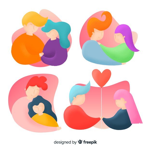 Free Vector valentine's day couples collection