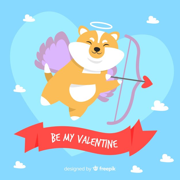День Святого Валентина Купидон собака фон
