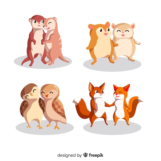 Valentine's day cute animal couple collection