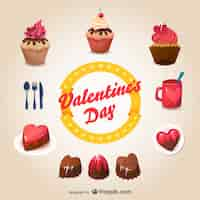 Free vector valentine's day desserts